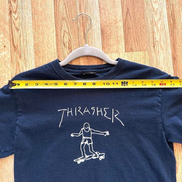 Navy Blue Thrasher Skateboarding Tee - Picture 6 of 6